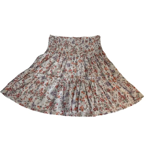 Hippie Rose Floral Smocked Waist Tiered Mini Skirt Small Boho Chic Cottagecore - Picture 6 of 7